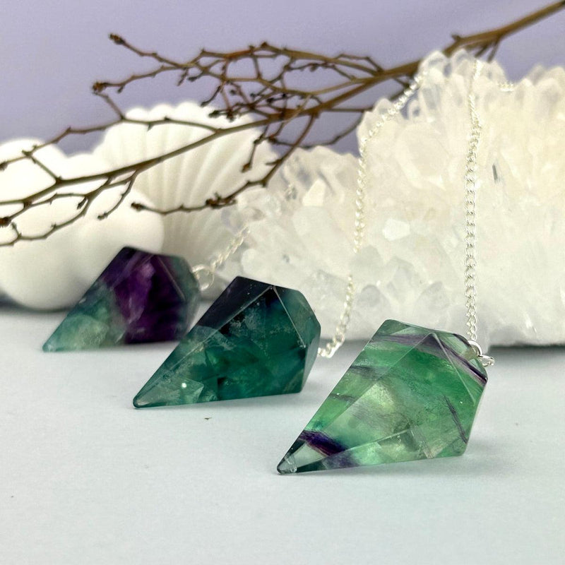 Rainbow Fluorite Crystal Pendulum