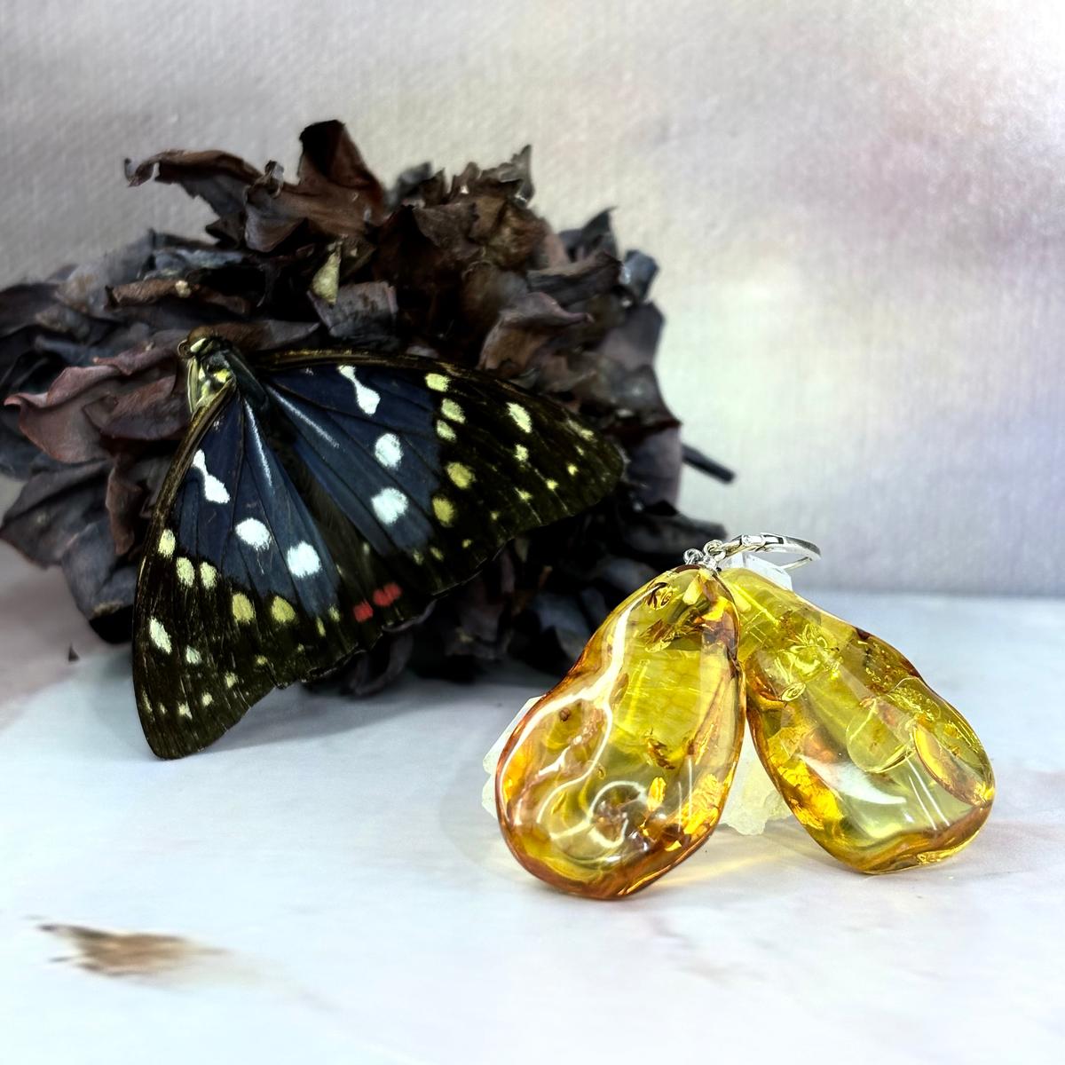 Large Chunky Amber Earrings