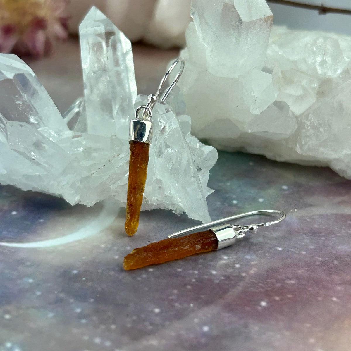 Small Raw Crystal Earrings