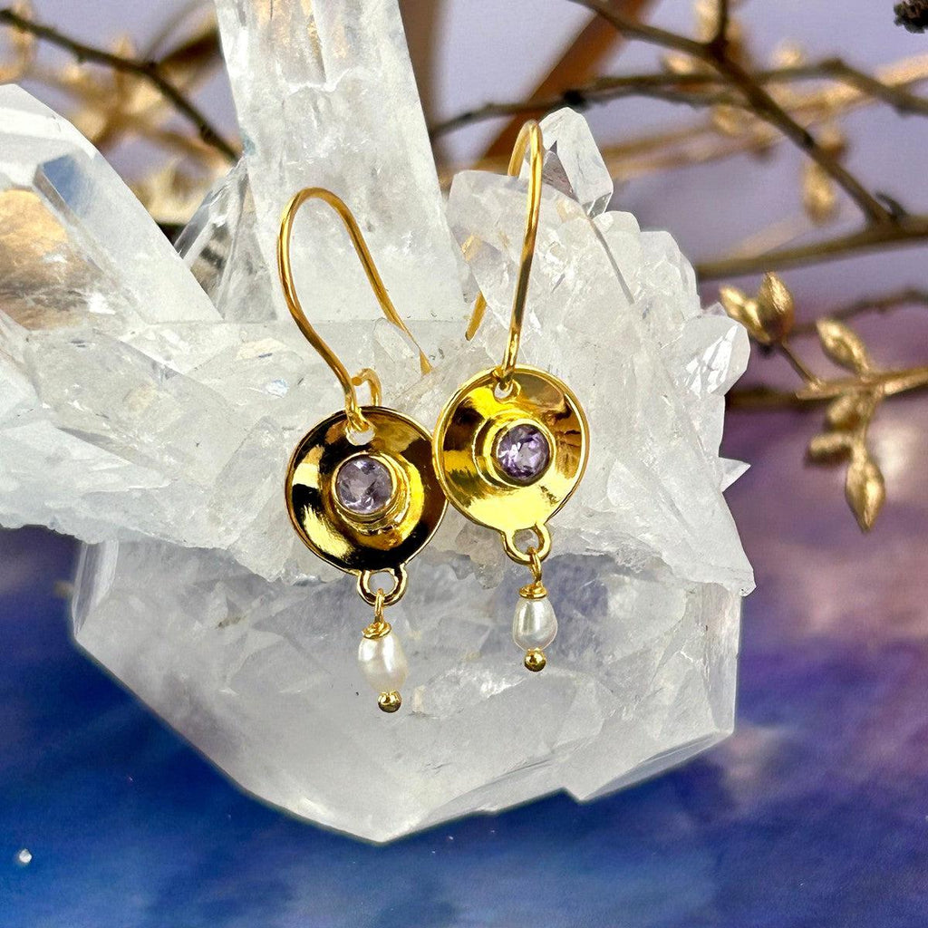 Amethyst And Pearl Earrings