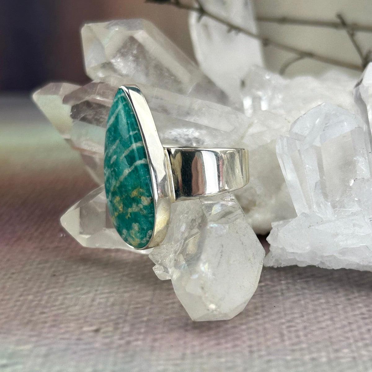 Amazonite Teardrop Rings