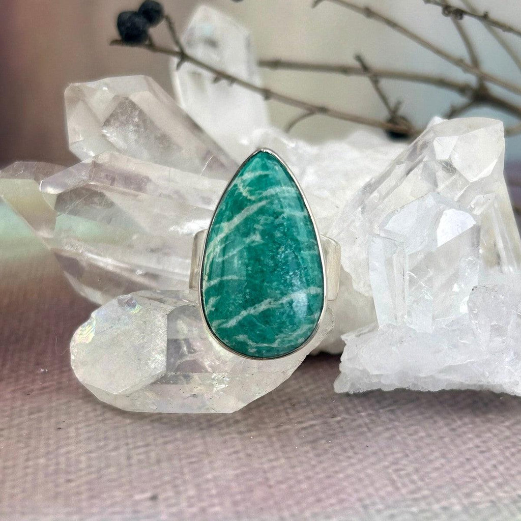 Amazonite Teardrop Rings