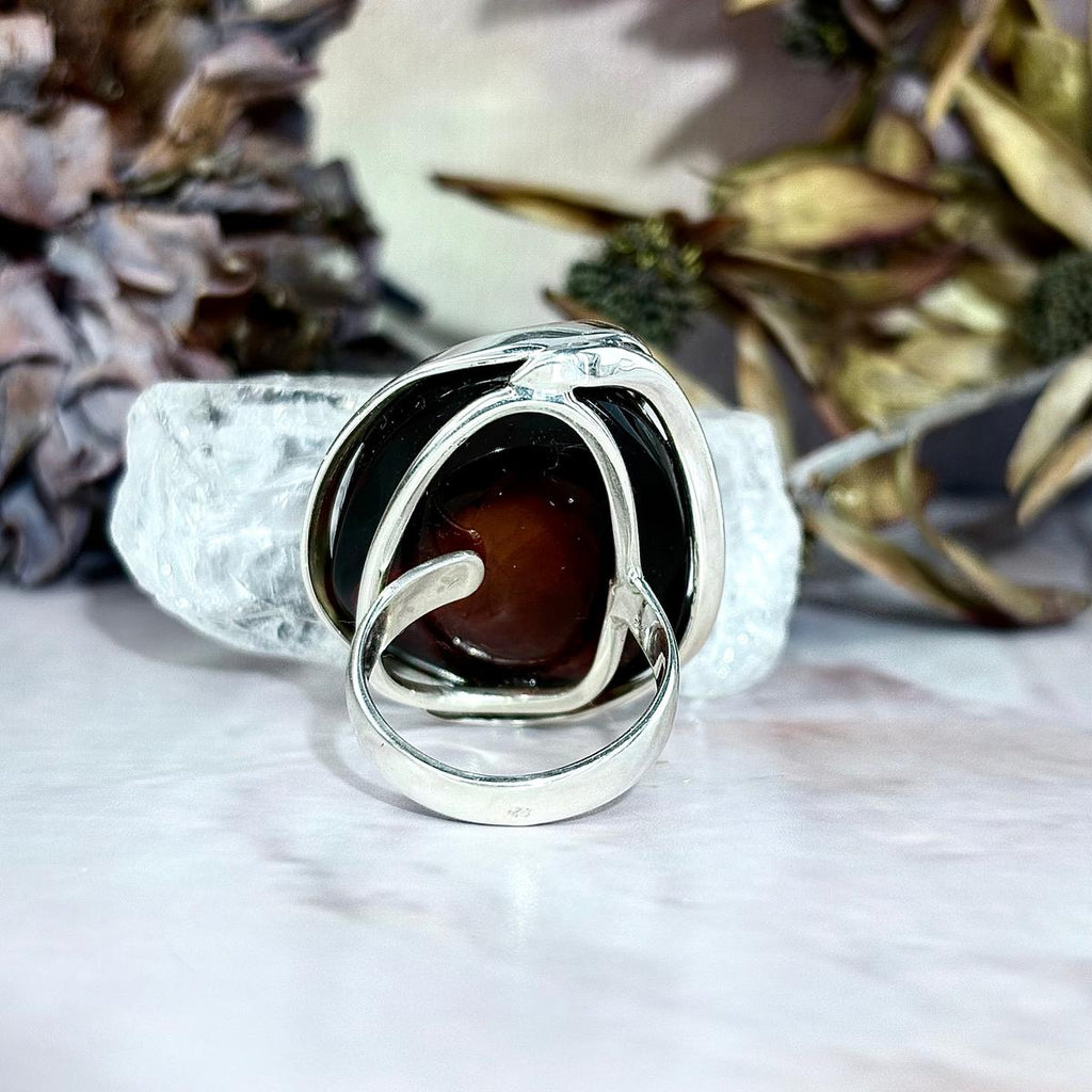Sterling Silver Fossilised Amber Ring