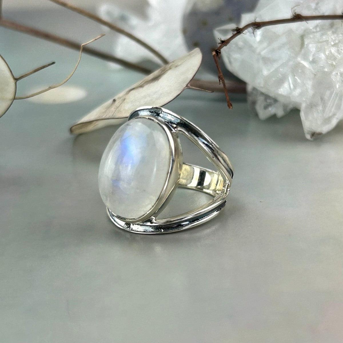 Moonstone Oval Cabochon Ring