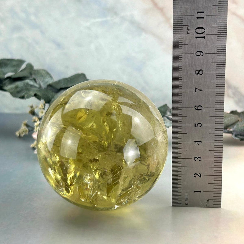 Yellow Quartz Crystal Sphere