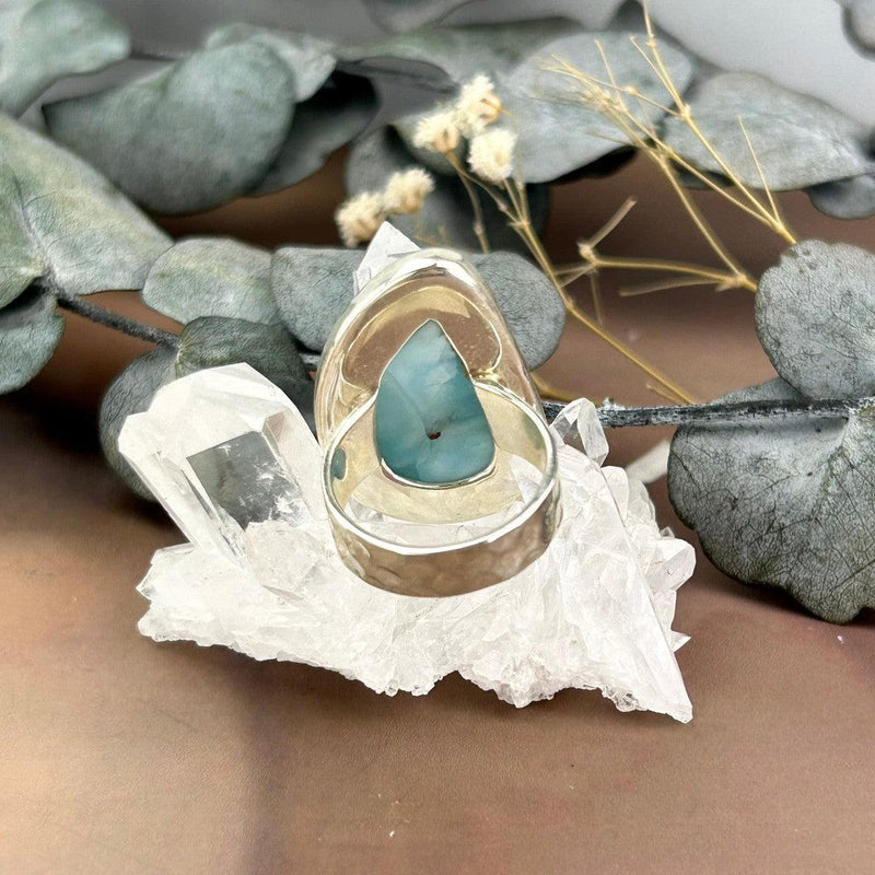 Tempered Silver Larimar Ring