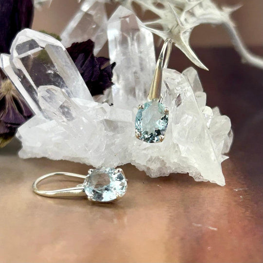 Aquamarine Oval Cut Drop Earrings