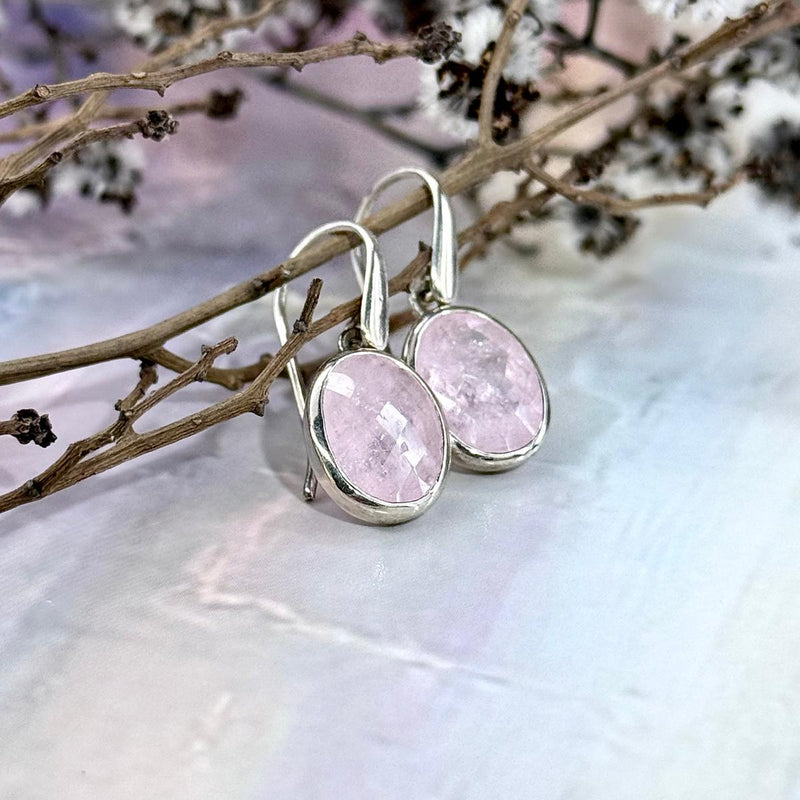 Pink Emerald Silver Earrings