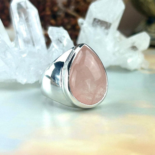 Morganite Teardrop Wide Band Ring