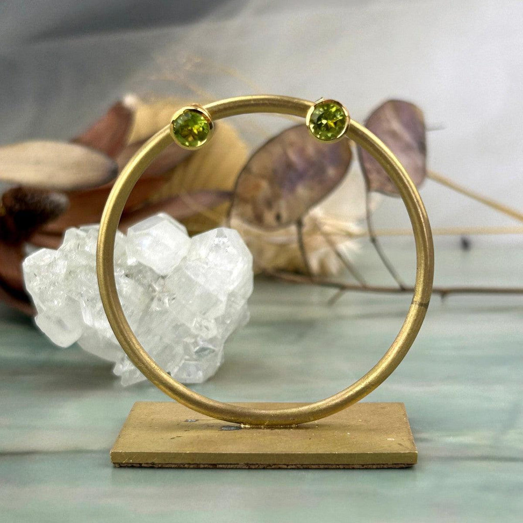 Green Crystal Gold Studs