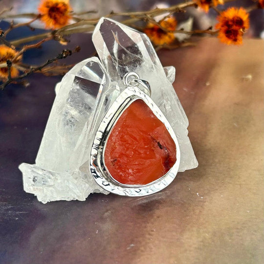 Carnelian Raw Teardrop Pendant