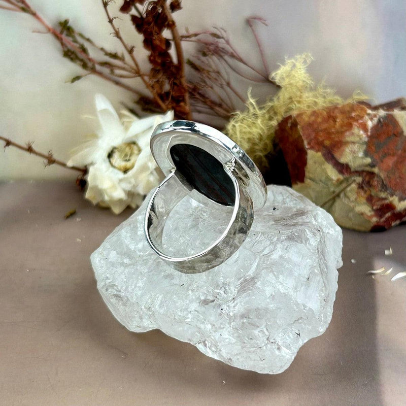 Flat Oval Crystal Ring