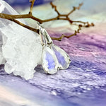 Elongated Teardrop Moonstone Earrings
