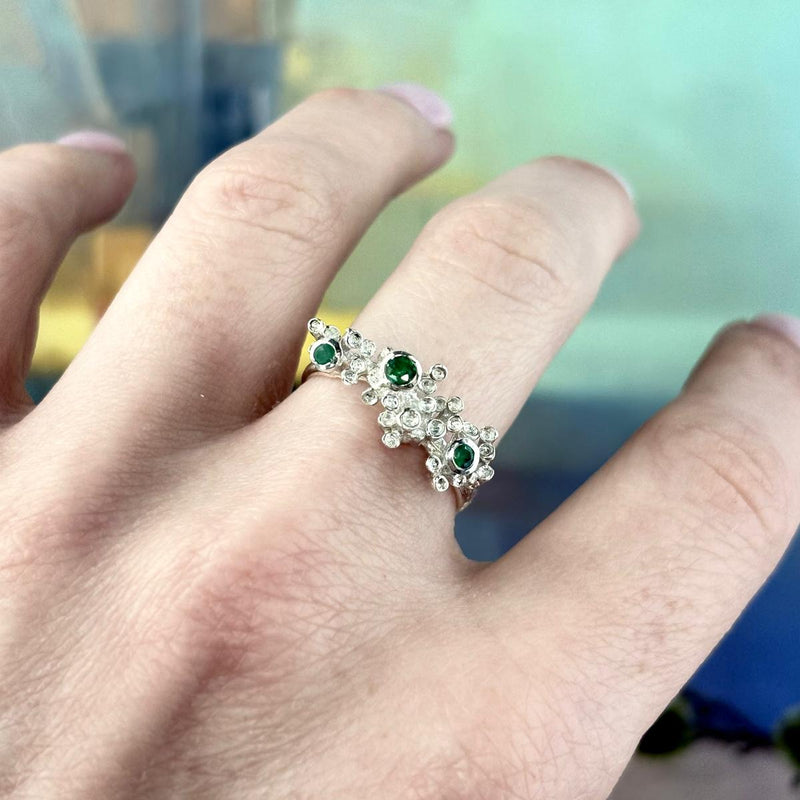 Emerald Sterling Silver Ring