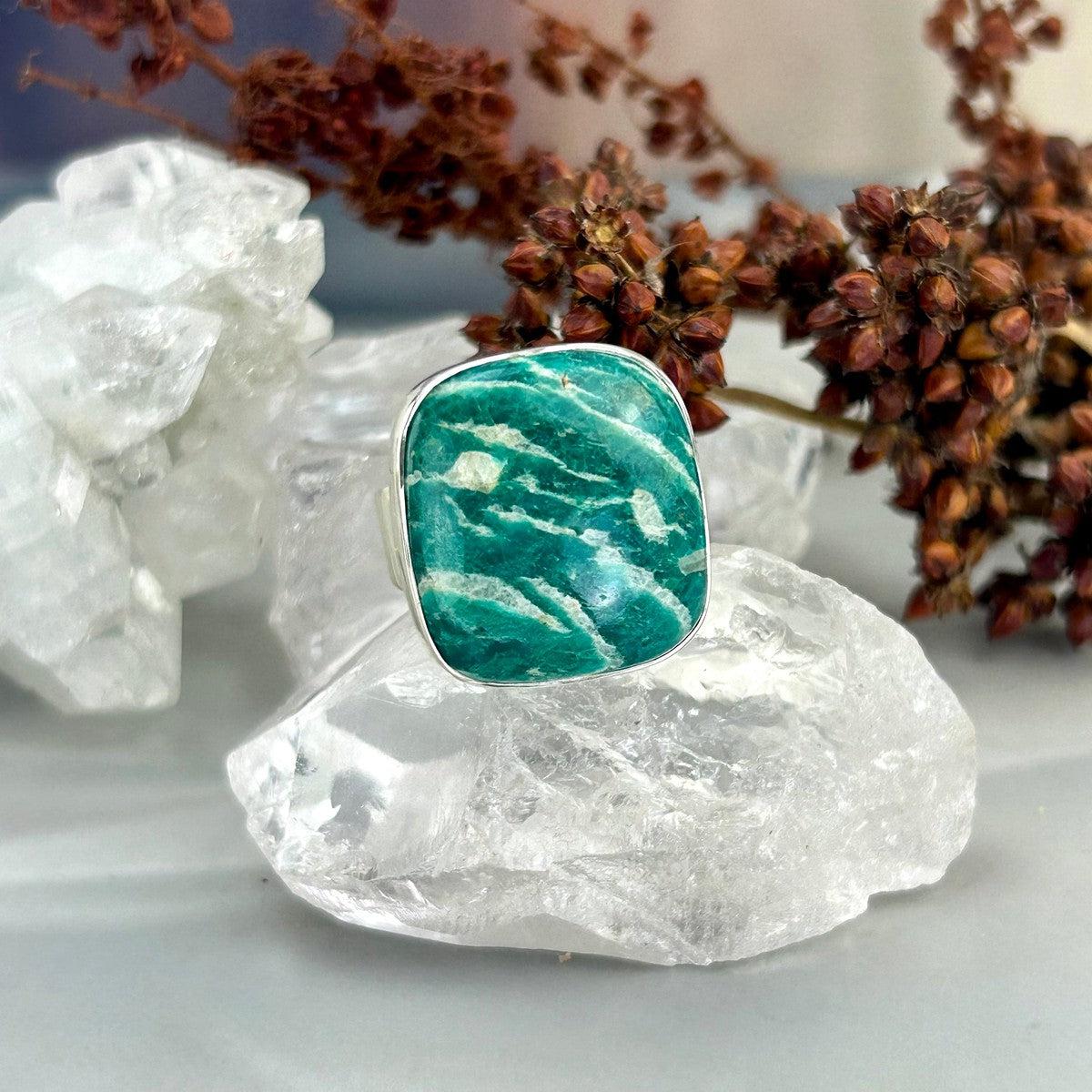 Unisex Style Amazonite Ring