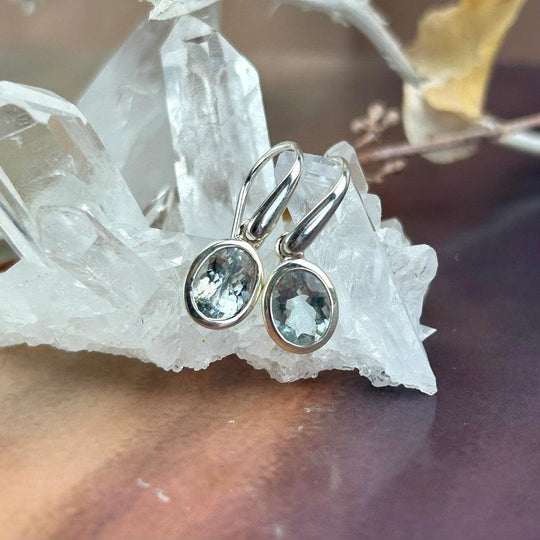 Aquamarine Oval Cut Drop Earrings