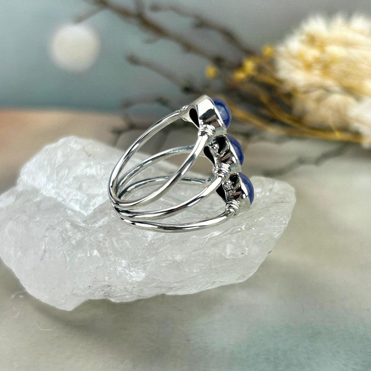 Blue Crystal Silver Ring