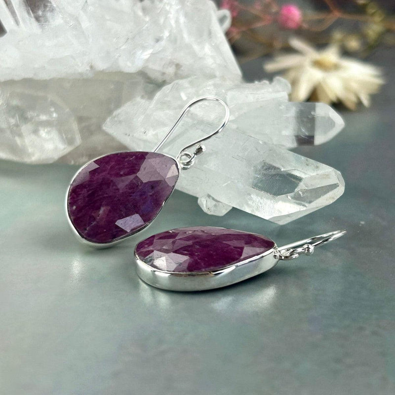 Ruby Sterling Silver Earrings