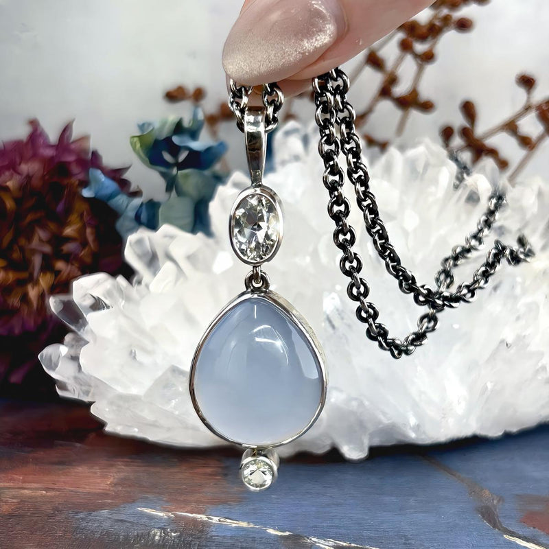 Killiecrankie Diamond And Chalcedony Necklace