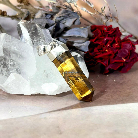 Golden Tiger’s Eye Crystal Point Pendant