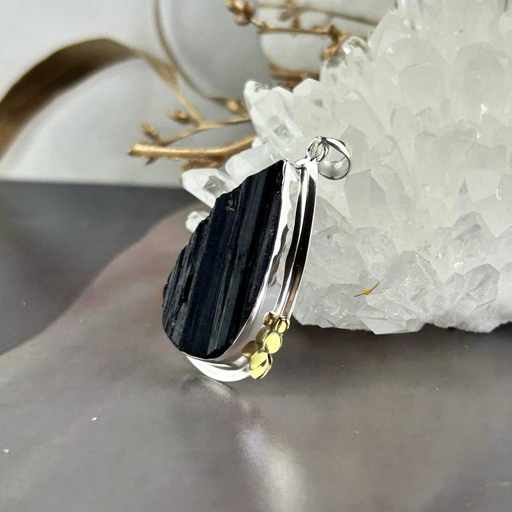 Black Tourmaline Raw Assorted Shape Pendants
