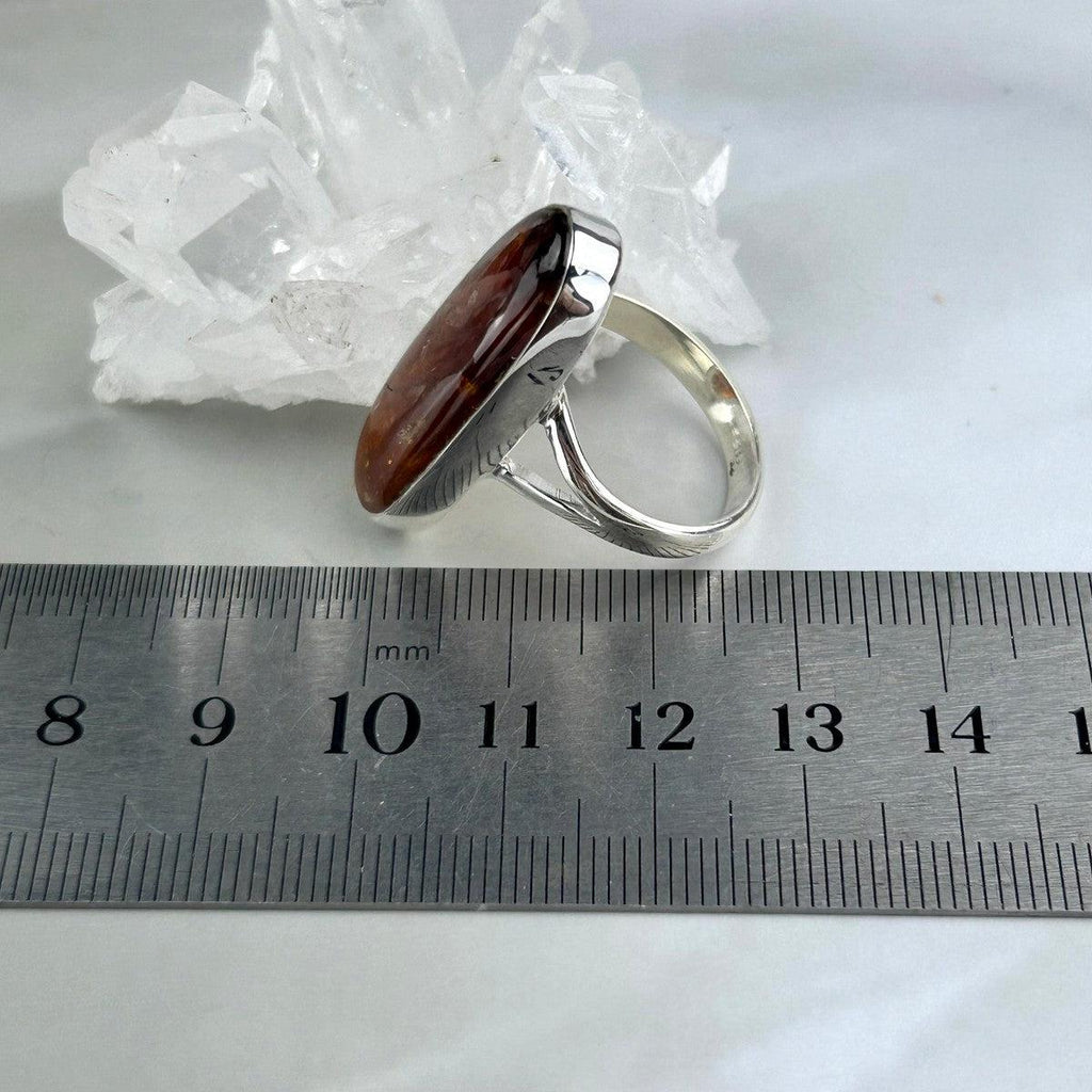 Orange Crystal Sterling Silver Ring