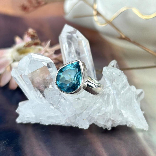 Blue Topaz Teardrop Cut Ring