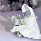 Emerald Cut Moonstone Earrings