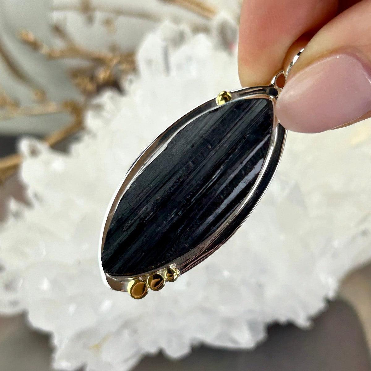 Black Tourmaline Raw Assorted Shape Pendants
