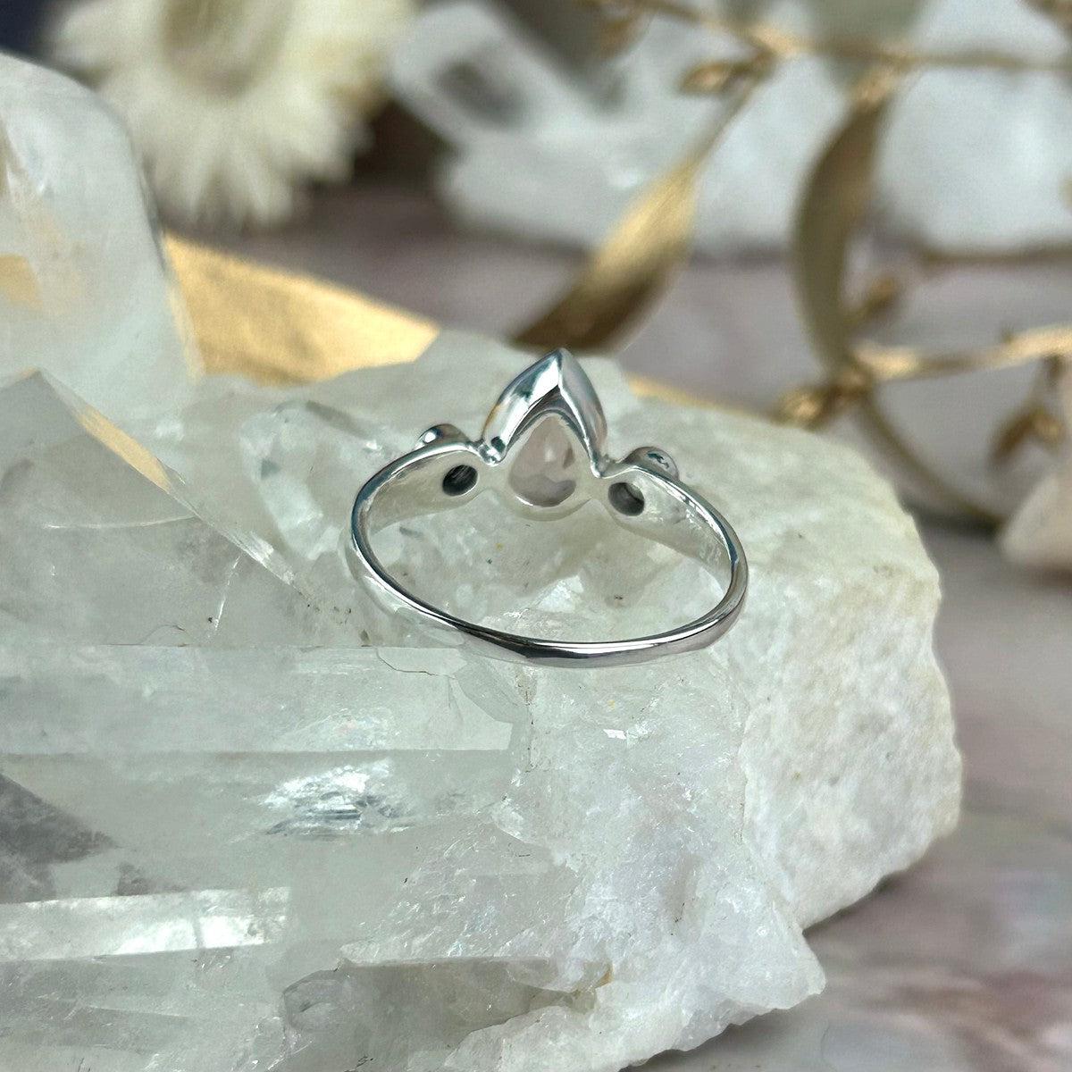 Rose Quartz Teardrop Cut Ring
