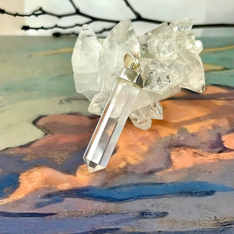 Long Clear Quartz Point Pendant