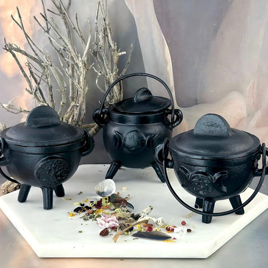 Assorted Symbol Cast Iron Small Cauldrons
