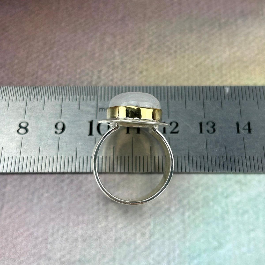 Brass And Silver Crystal Ring