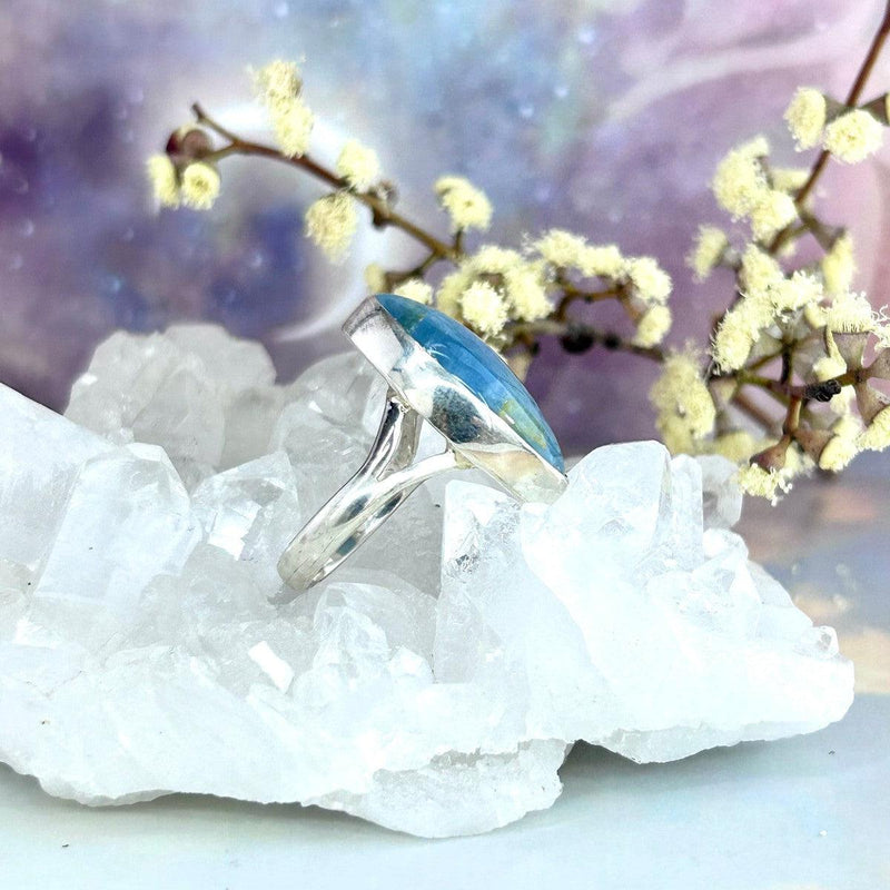 Blue Aquamarine Crystal Ring