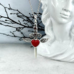 Garnet Encrusted Daggered Winged Heart Pendant