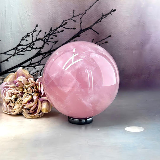 Star Rose Quartz Crystal Ball 7cm