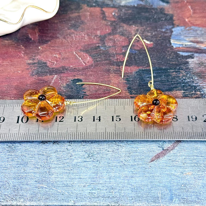 Real Amber Gold Earrings
