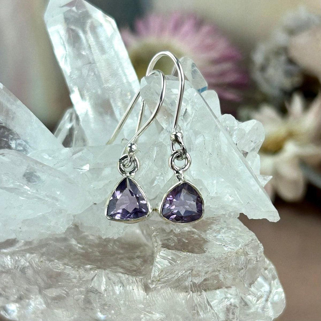 Trillion Cut Amethyst Earrings