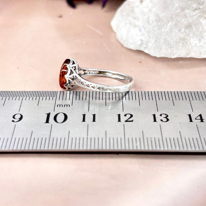 Baltic Cognac Amber Lattice Ring