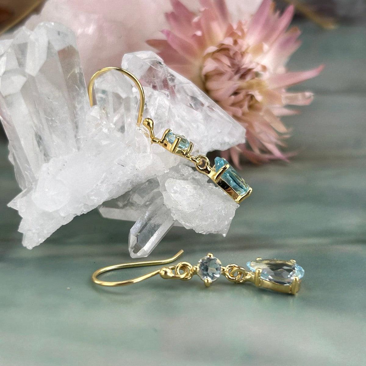 Blue Topaz Gold Earrings