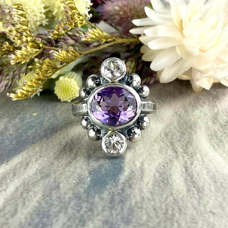 Amethyst & Killiecrankie Diamond Ring By Lauren Harris