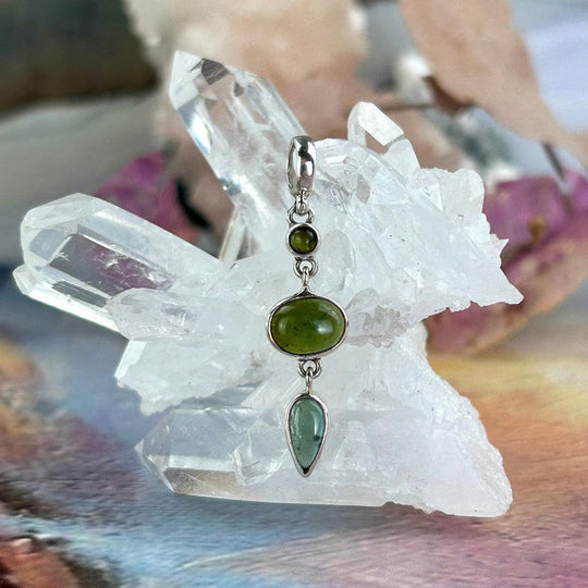 Green Tourmaline Triple Drop Pendant