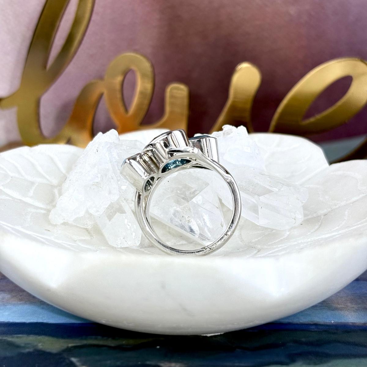 Matte Silver Gemstone Ring