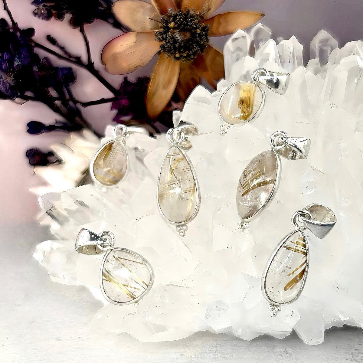 Golden Rutile Crystal Pendant