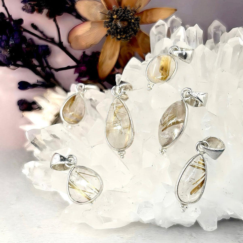 Golden Rutile Assorted Shape Pendants