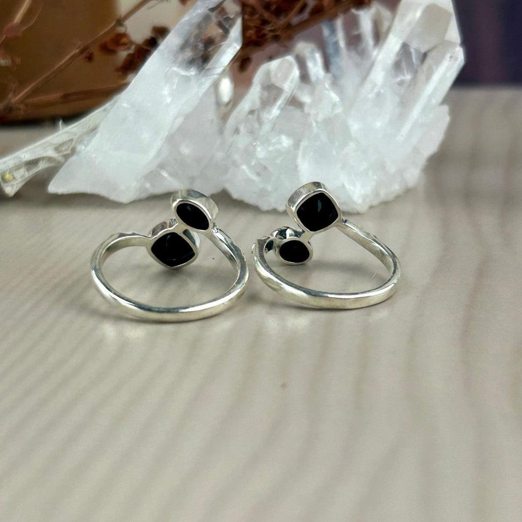 Black Gemstone Silver Ring