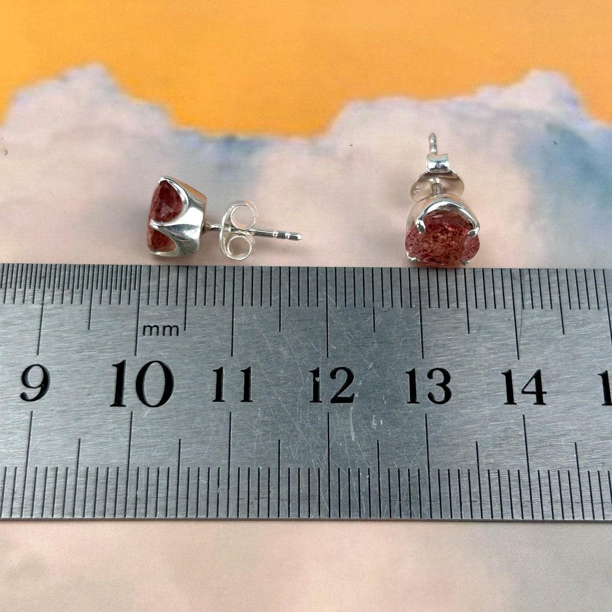 Fire Quartz Crystal Studs