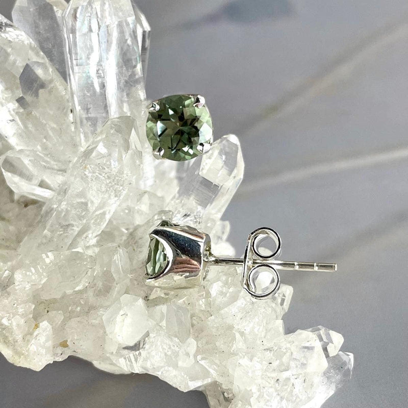 Green Amethyst Stud Earrings