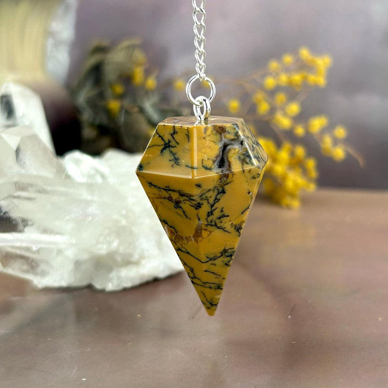 Yellow Dendritic Agate Pendulum