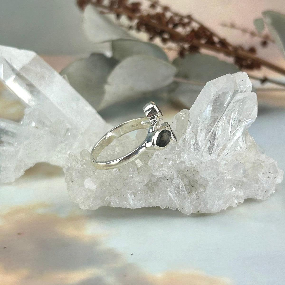 Brown Crystal Sterling Silver Ring
